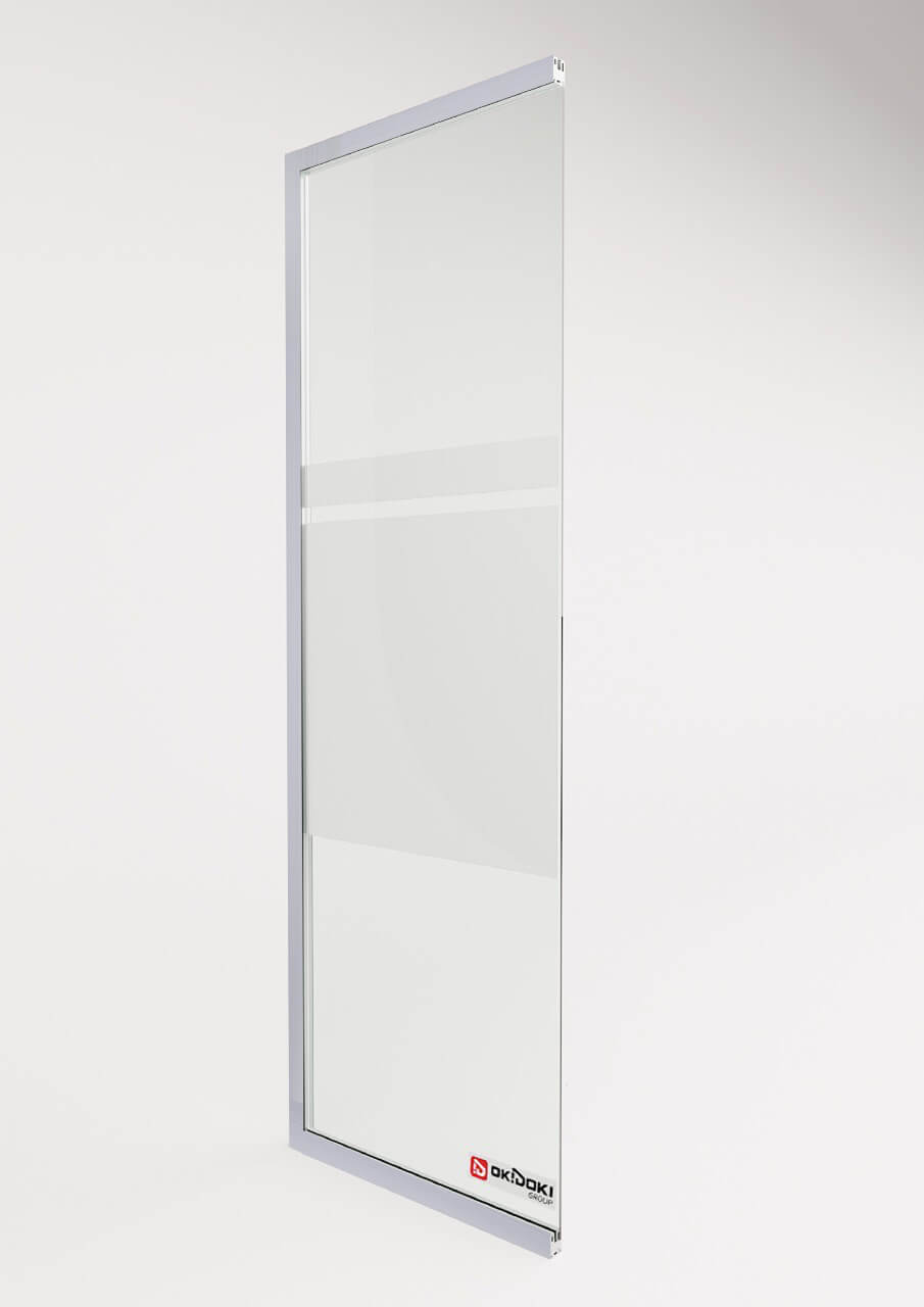 Матовая стеклянная перегородка с анодированным алюминиевым профилем Цельностеклянная матовая перегородка с анодированным профилем