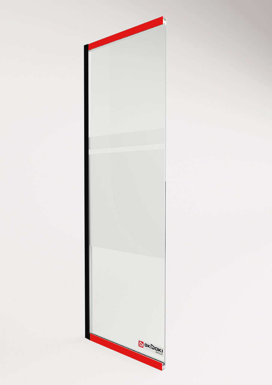 Матовая стеклянная перегородка с профилем, окрашенным по каталогу Ral Цельностеклянная матовая перегородка с цветами по Ral